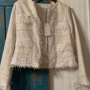 Elegant White Sparkly Tweed Jacket